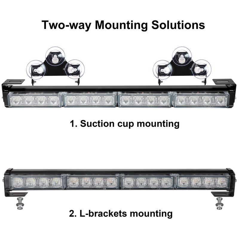 ASPL 2x16.8 inch Emergency Flashing LED Traffic Advisor Strobe Light Bar 32LED 26 Flash Patterns Interior Safety Warning Lights (Red/Blue) - Image 5